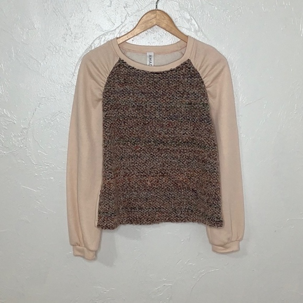 Anthropologie Amadi popcorn multi color crew neck sweatshirt sweater size S EUC